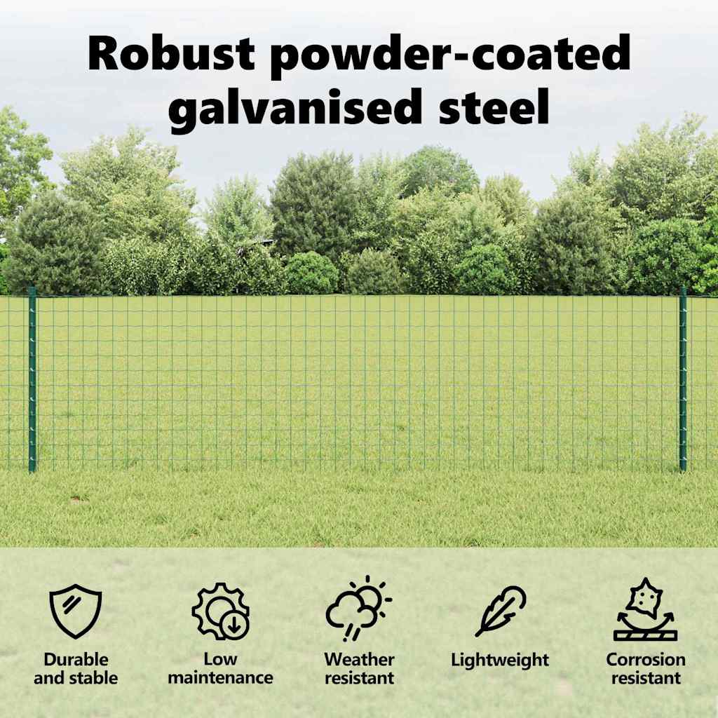 Fence post 11 pcs Green 100 cm Steel