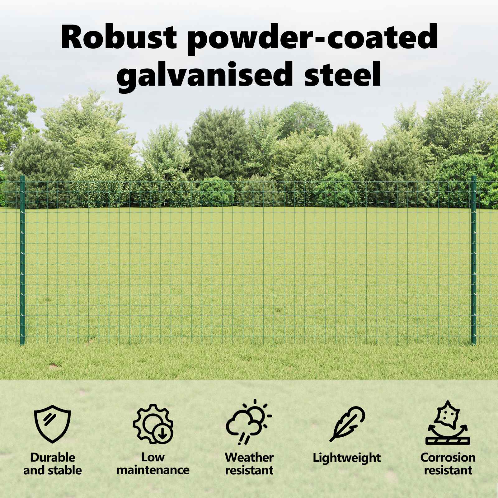 Fence post 5 pcs Green 120 cm Steel