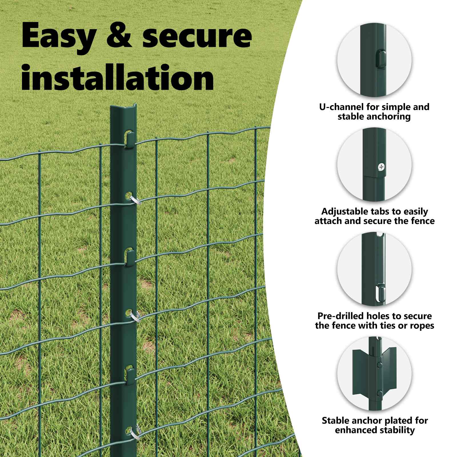 Fence post 5 pcs Green 120 cm Steel