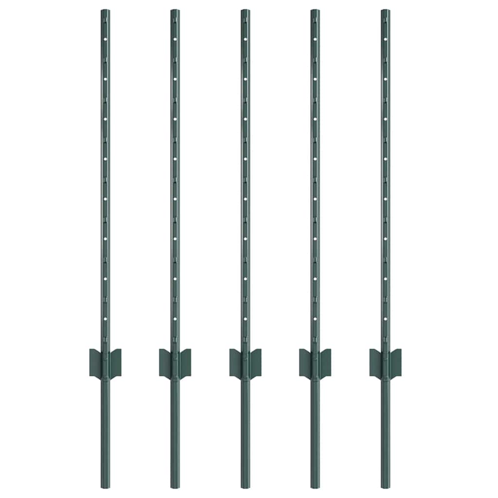 Fence post 5 pcs Green 120 cm Steel