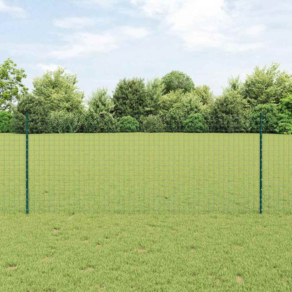 Fence post 11 pcs Green 100 cm Steel
