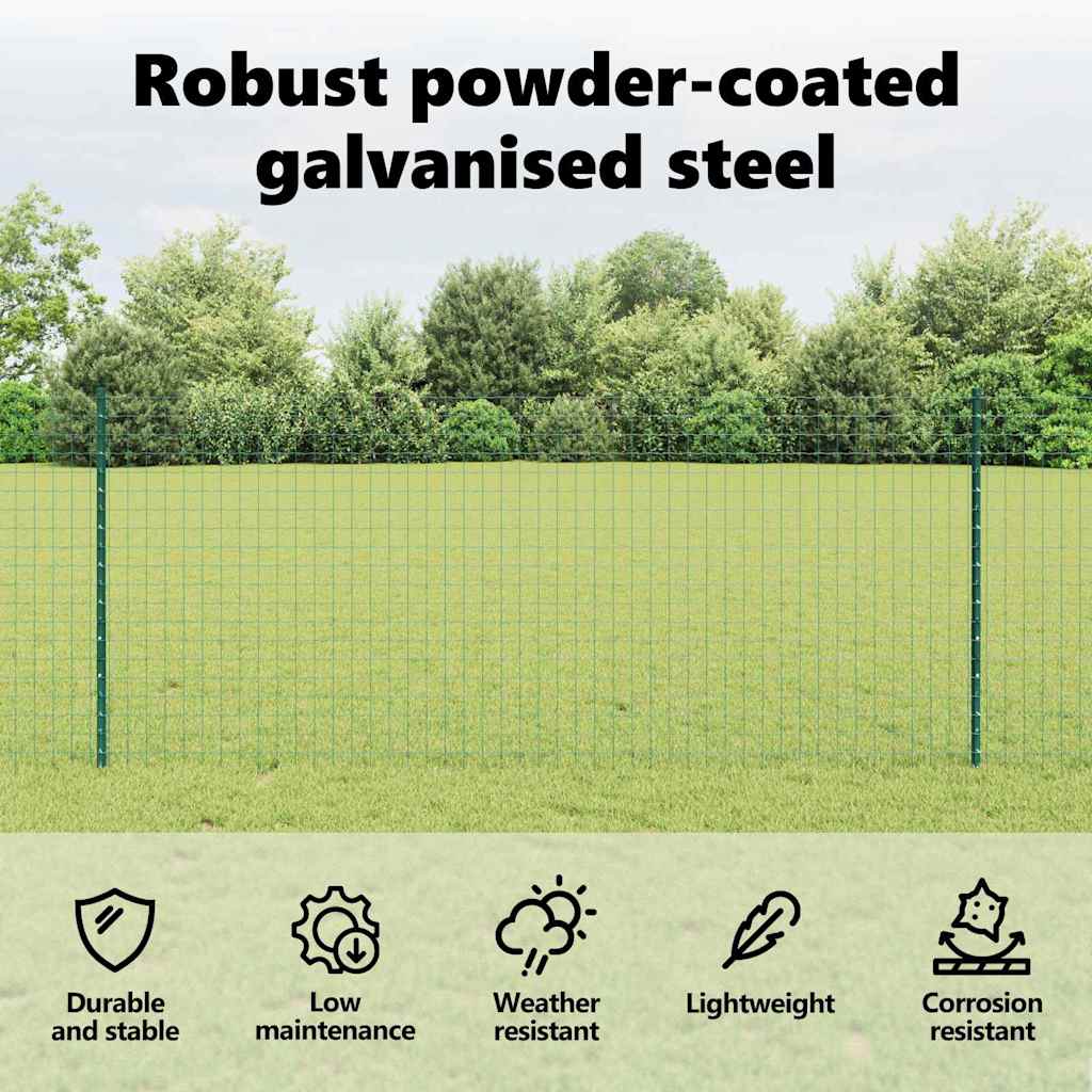 Fence post 11 pcs Green 100 cm Steel