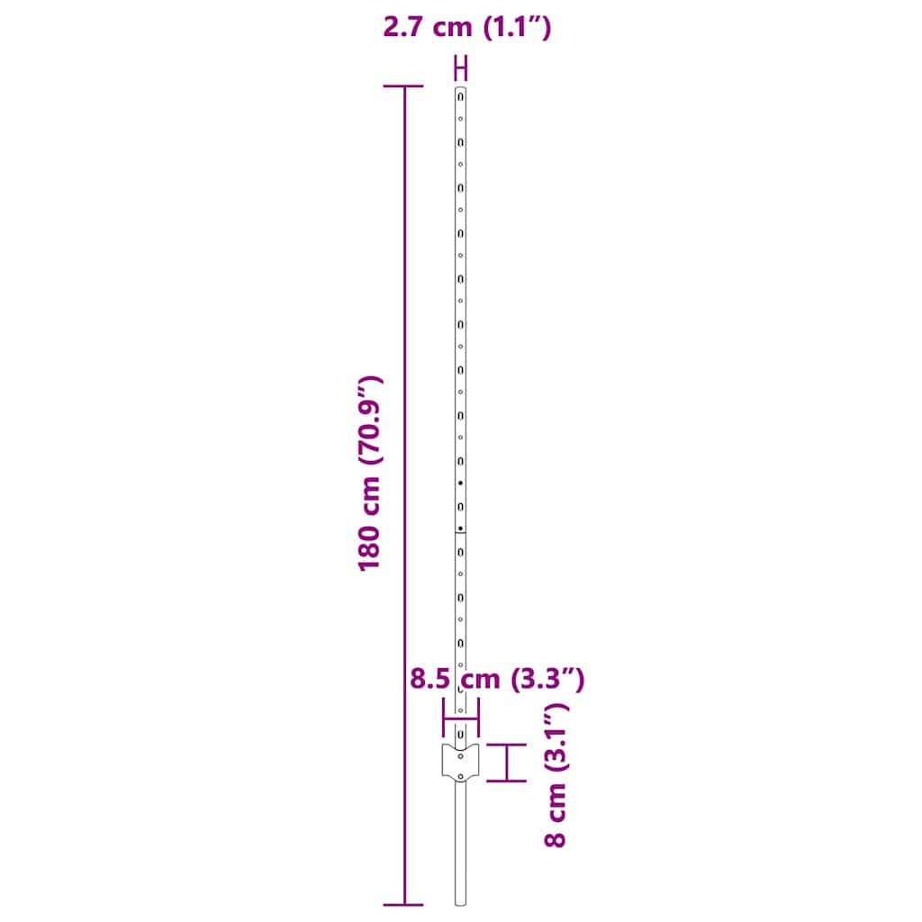 Tvorelės stulpas 5 pcs Žalia 140 cm Plienas