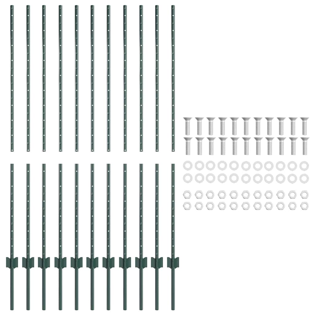 Tvorelės stulpas 11 pcs Žalia 140 cm Plienas