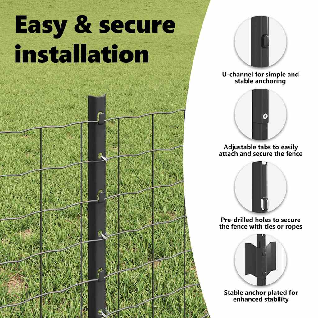 Fence post 5 pcs Grey 40 cm Steel