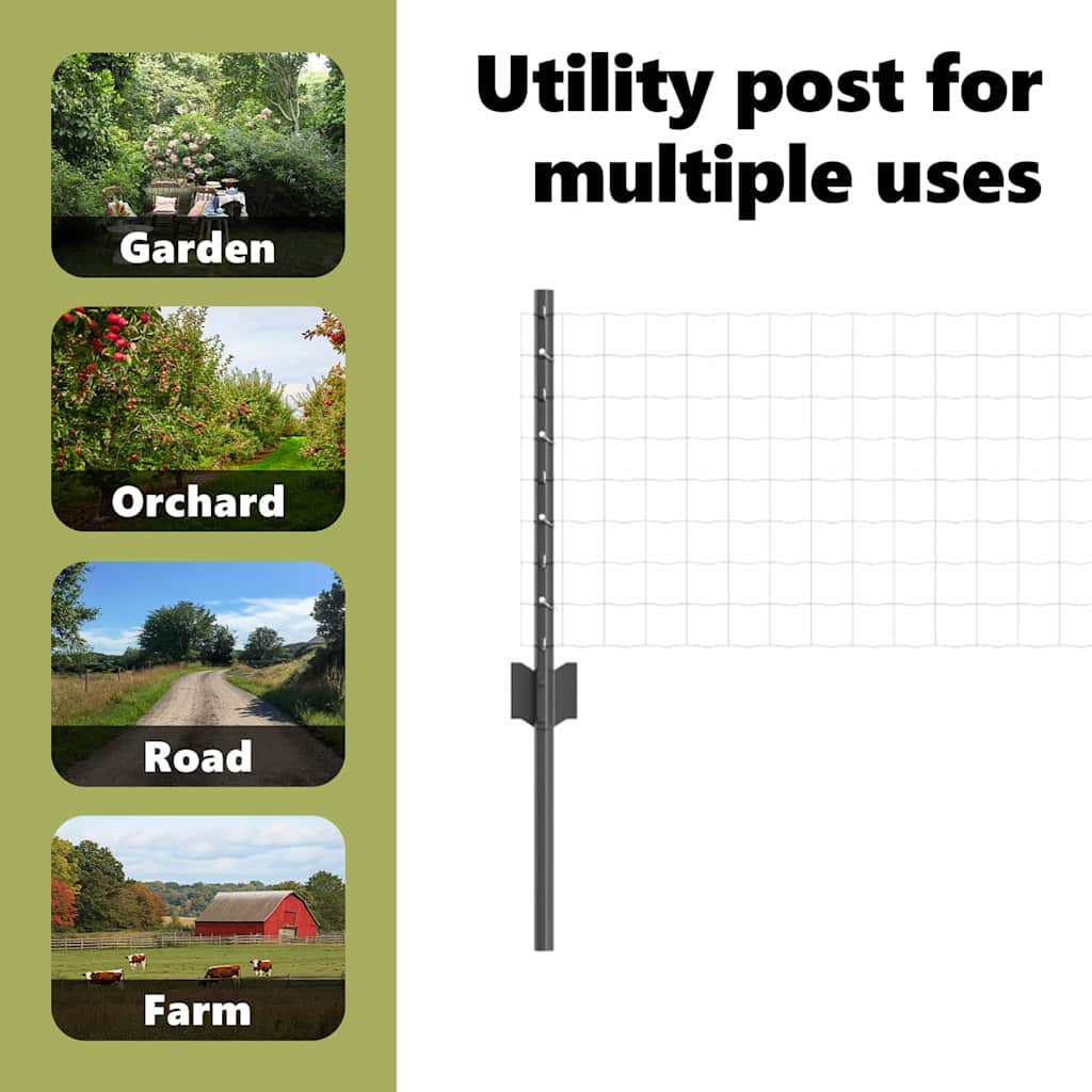 Fence post 5 pcs Grey 40 cm Steel