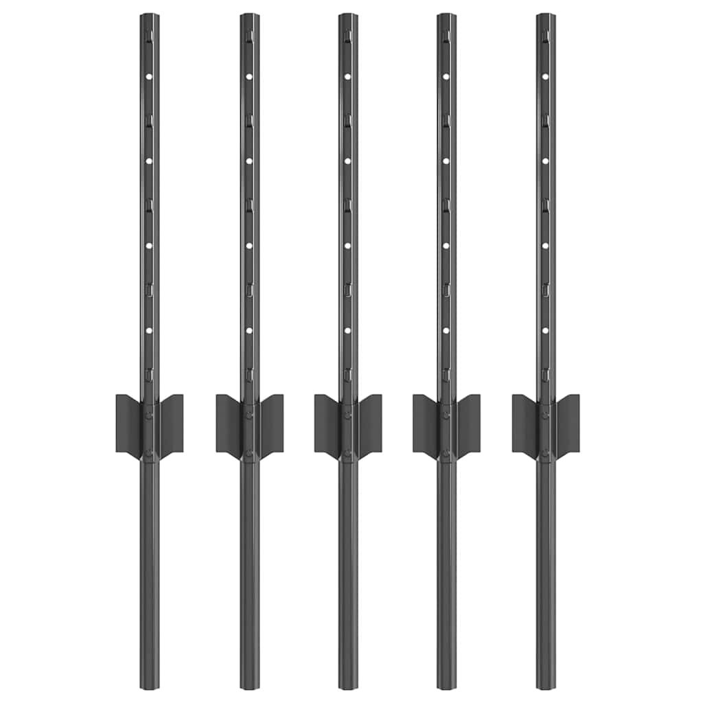 Fence post 5 pcs Grey 40 cm Steel