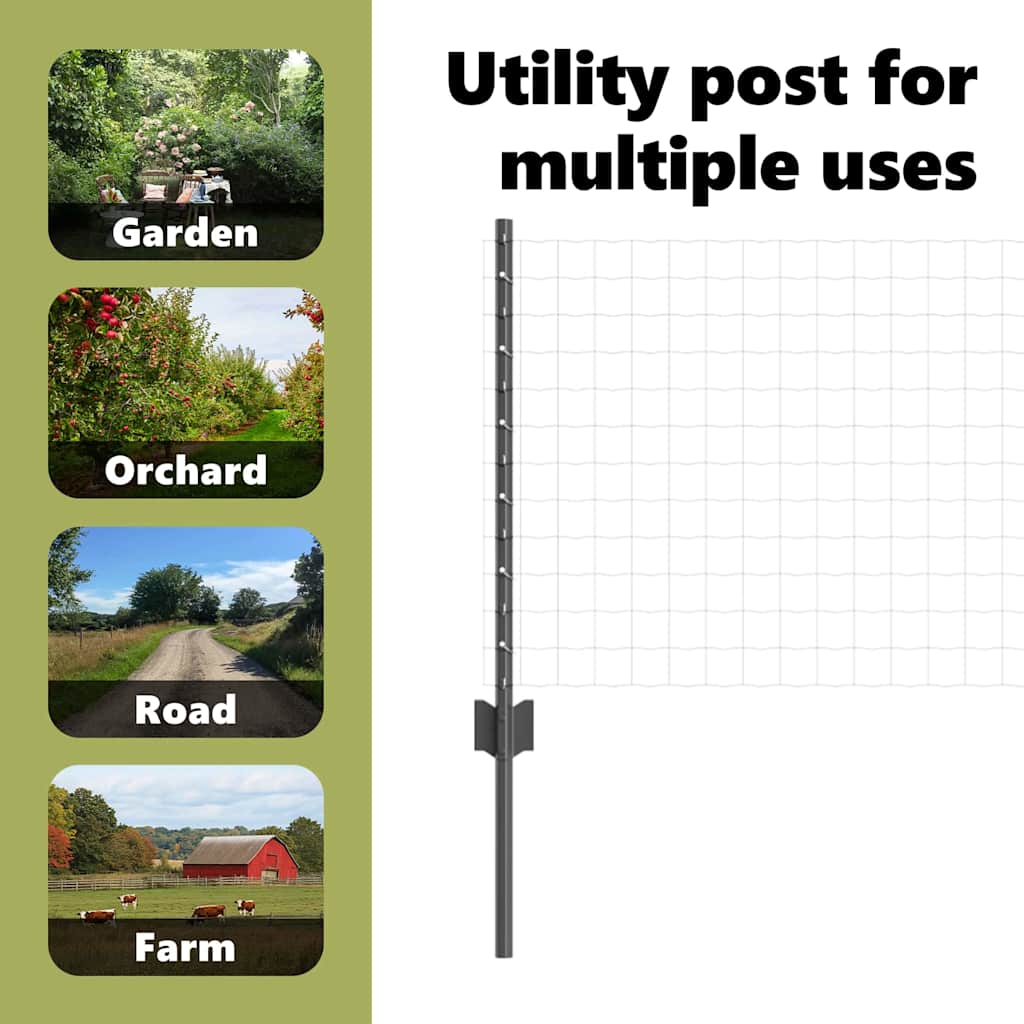 Fence Post 11 pcs Grey 60 cm Steel