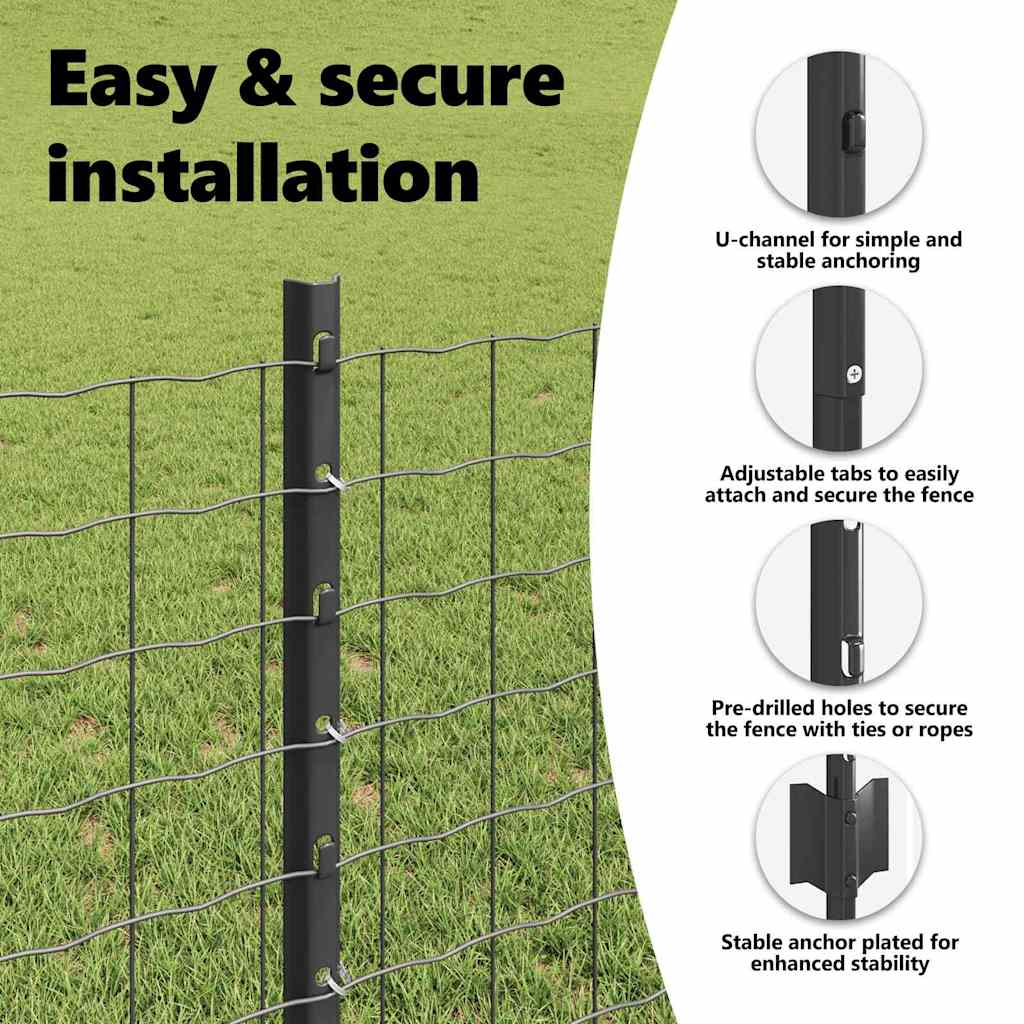 Fence Post 11 pcs Grey 80 cm Steel