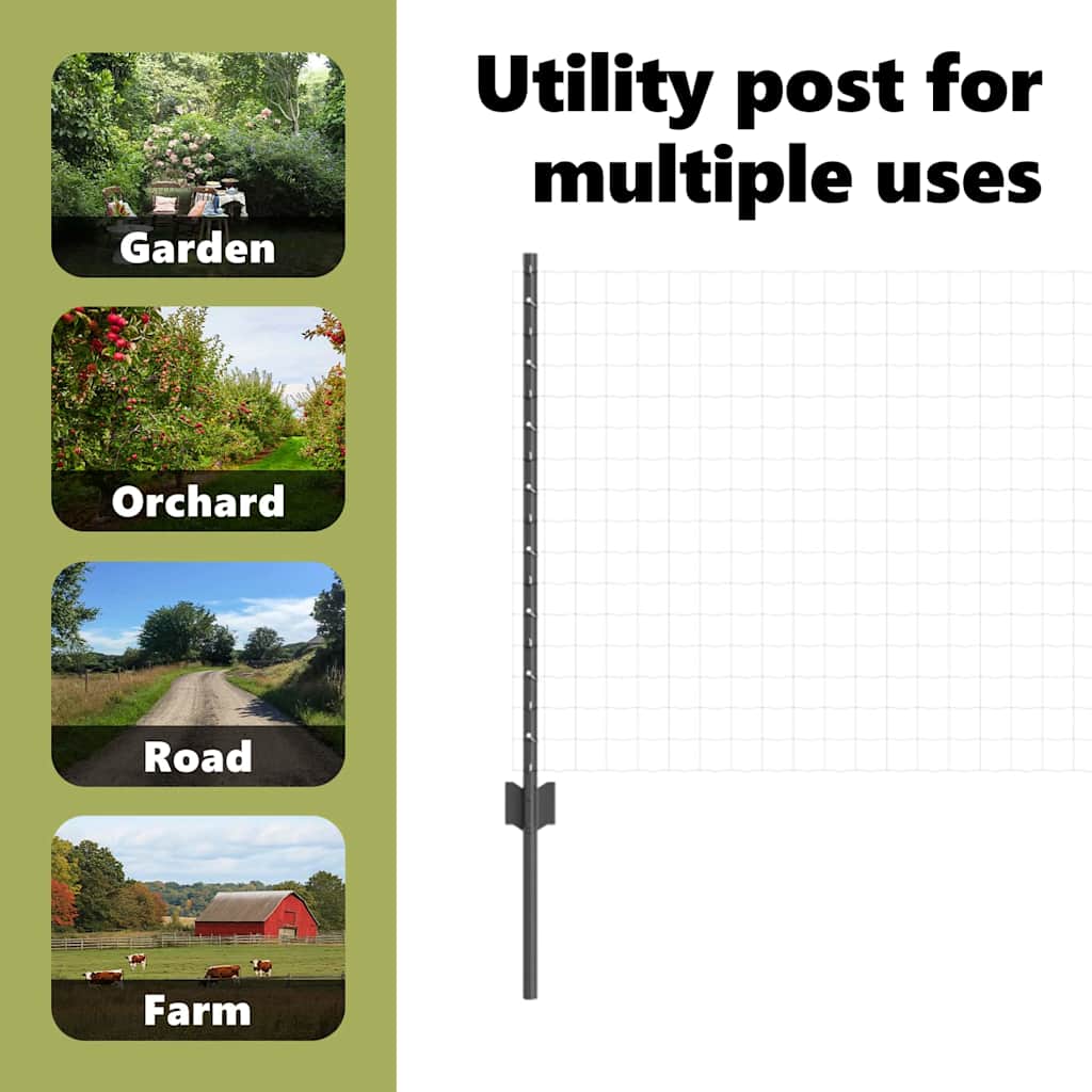 Fence Post 11 pcs Grey 80 cm Steel