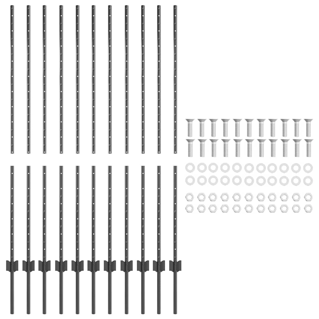 Tvorelės stulpas 11 pcs Pilka 140 cm Plienas