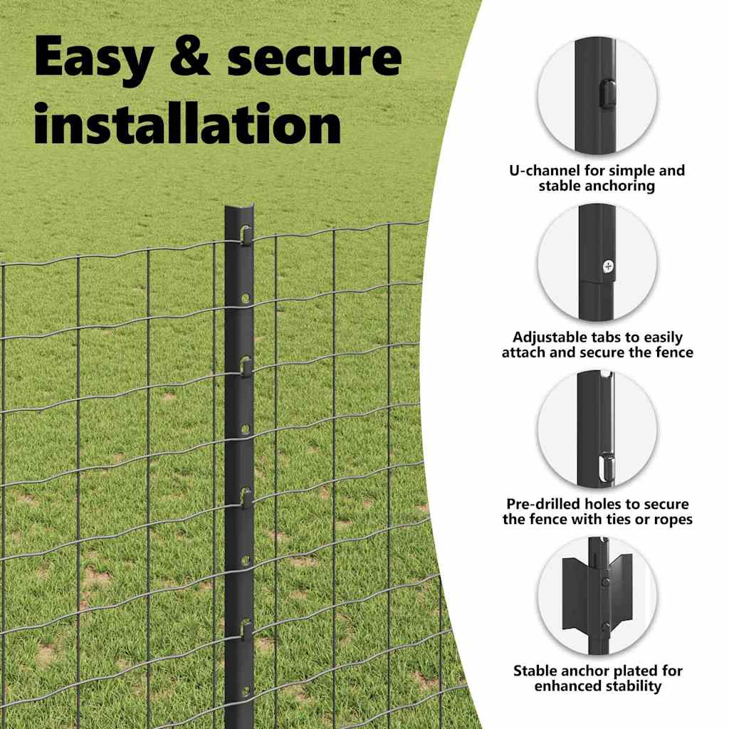 Fence post 5 pcs Grey 160 cm Steel