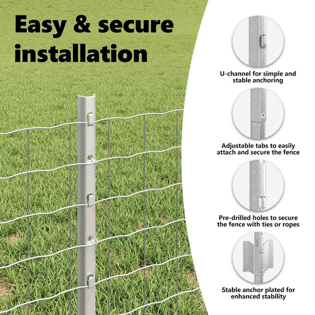 Fence Post 11 pcs Silver 40 cm Steel