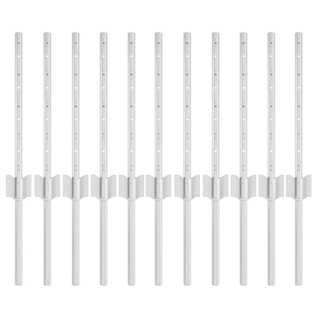 Fence Post 11 pcs Silver 40 cm Steel
