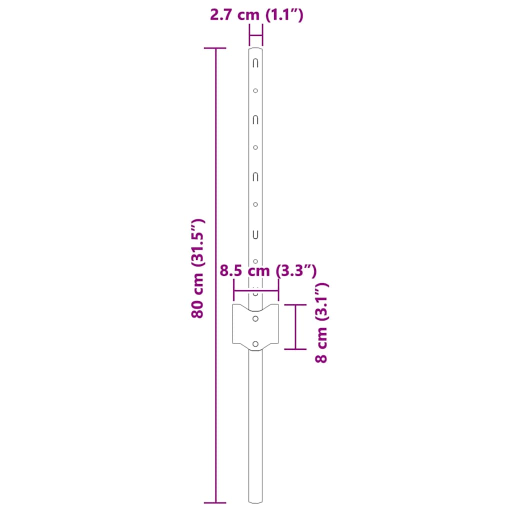 Fence Post 11 pcs Silver 40 cm Steel