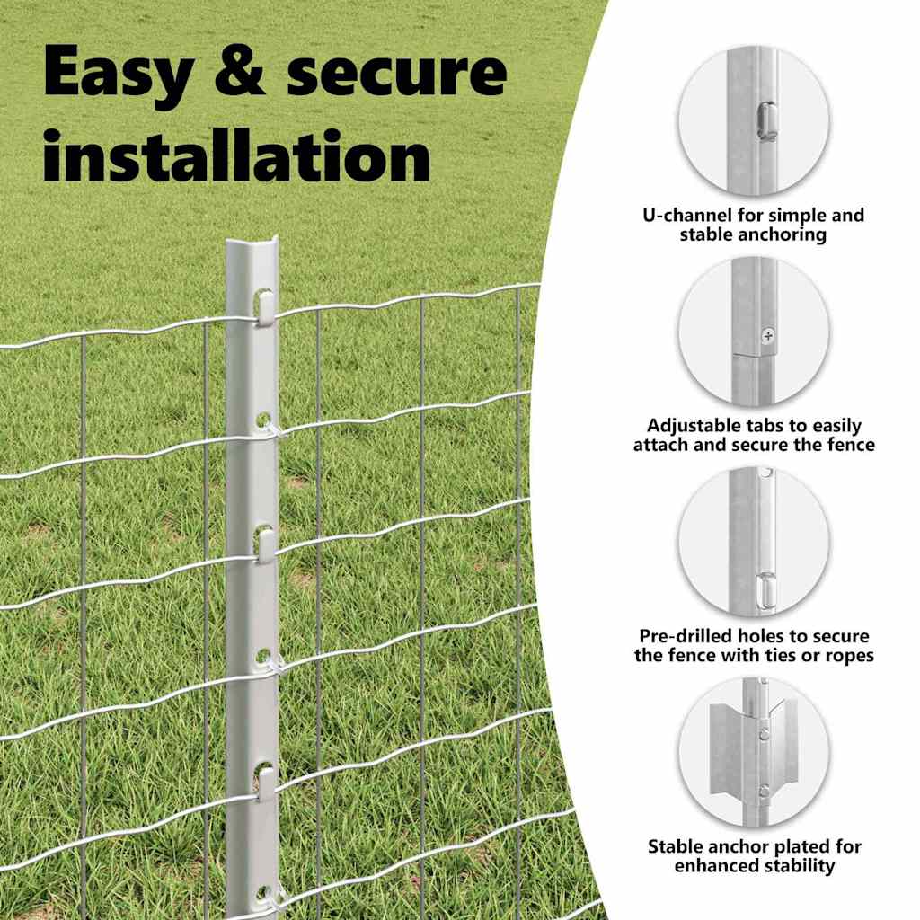 Fence post 5 pcs Silver 60 cm Steel
