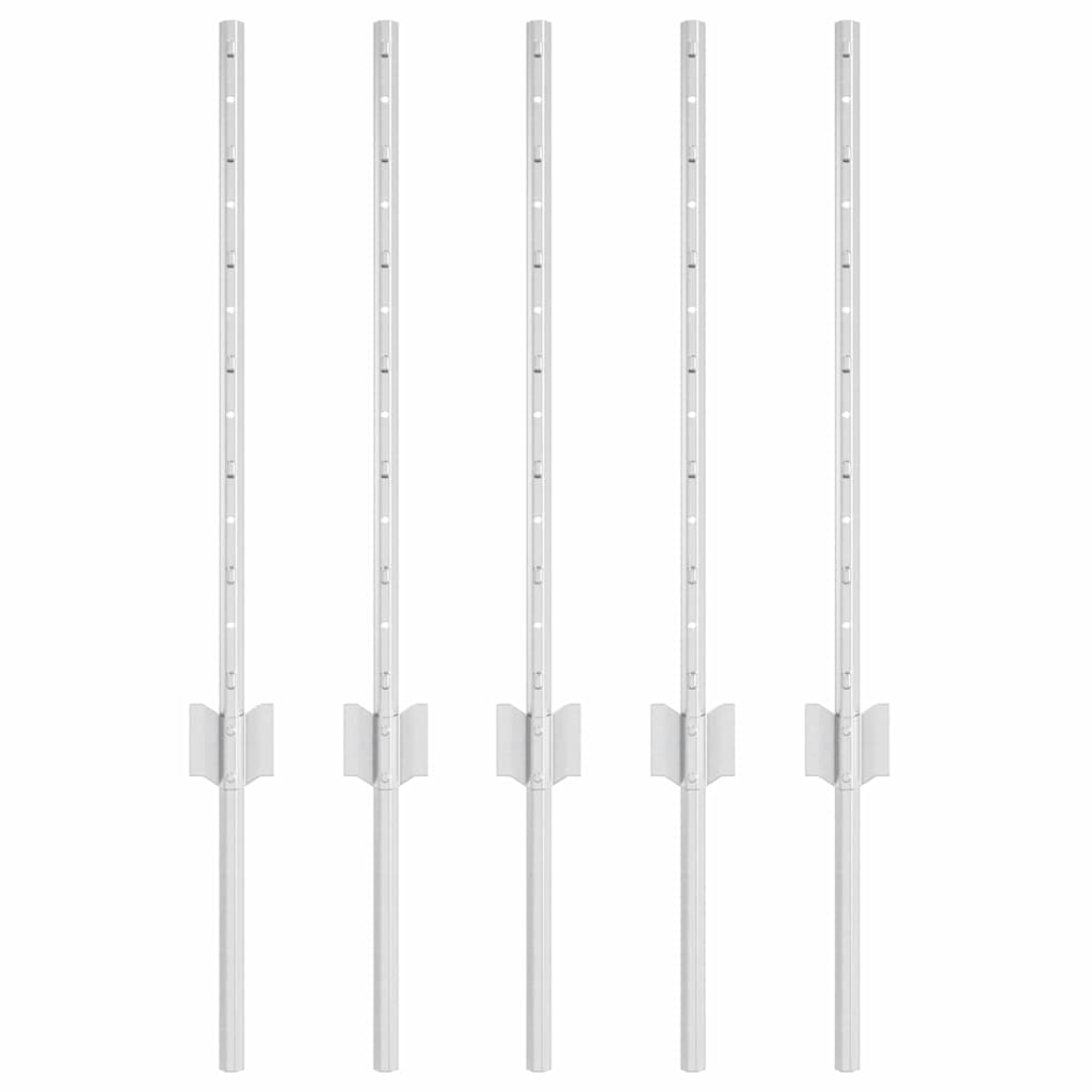 Fence post 5 pcs Silver 60 cm Steel