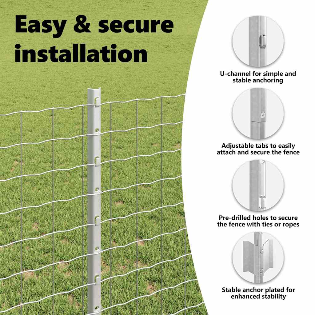 Fence Post 11 pcs Silver 100 cm Steel