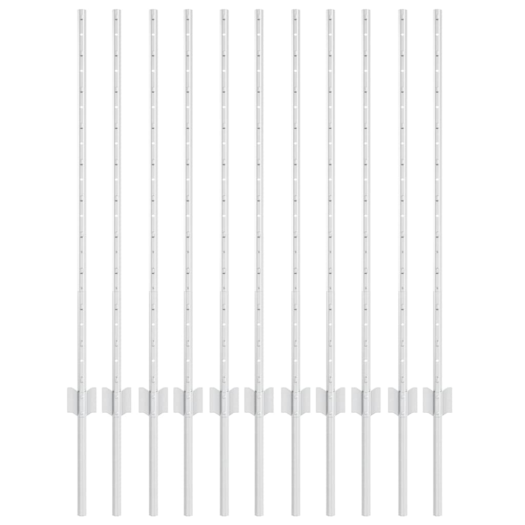 Fence Post 11 pcs Silver 100 cm Steel