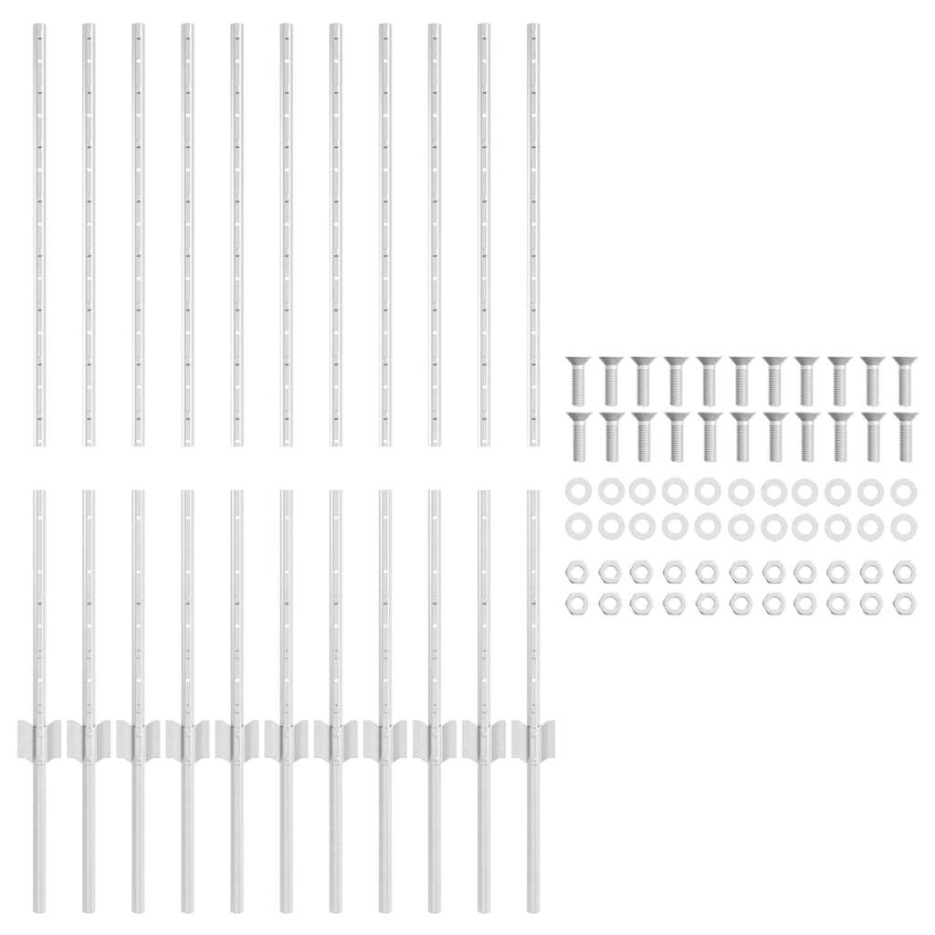 Fence Post 11 pcs Silver 100 cm Steel