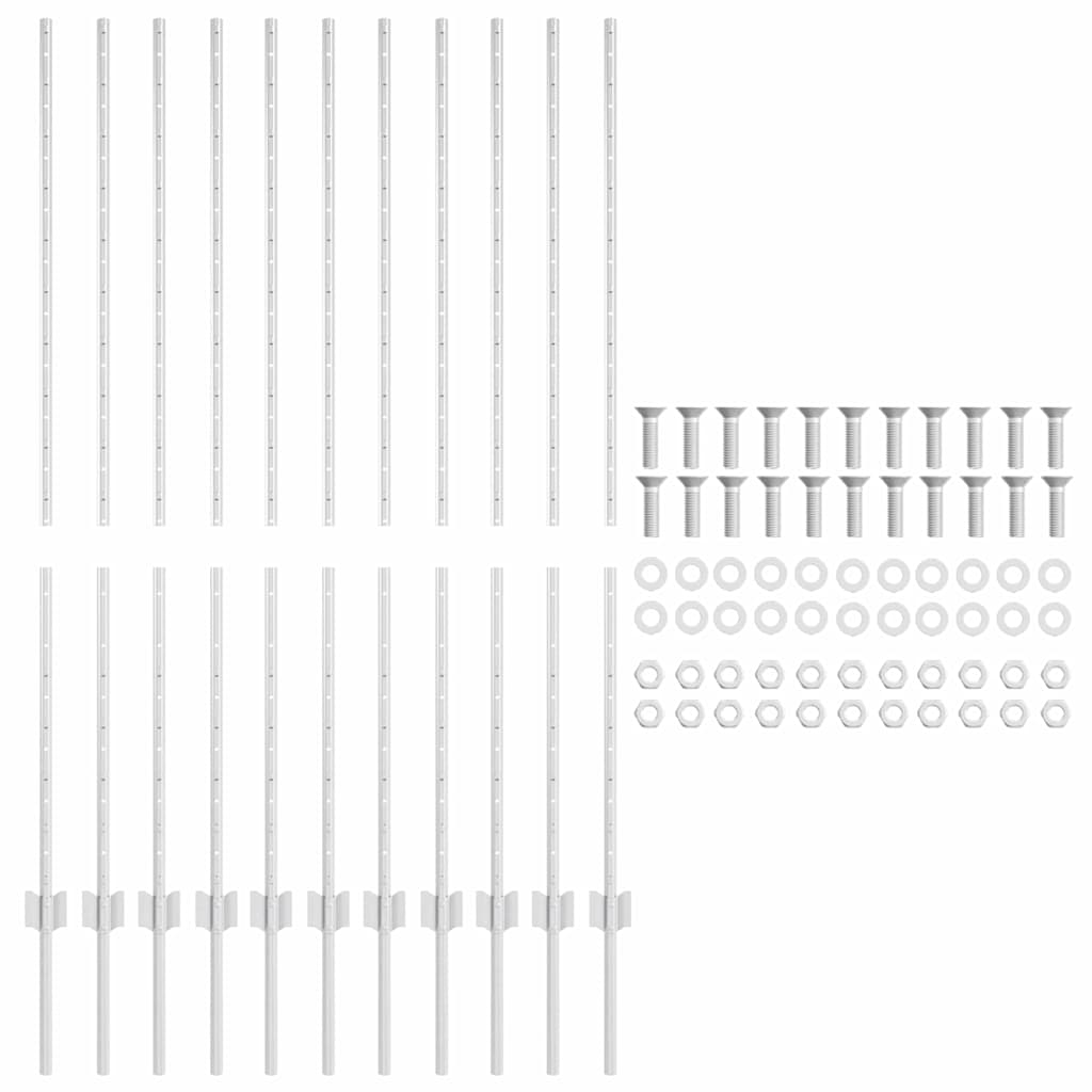 Tvorelės stulpas 11 pcs Sidabro 140 cm Plienas