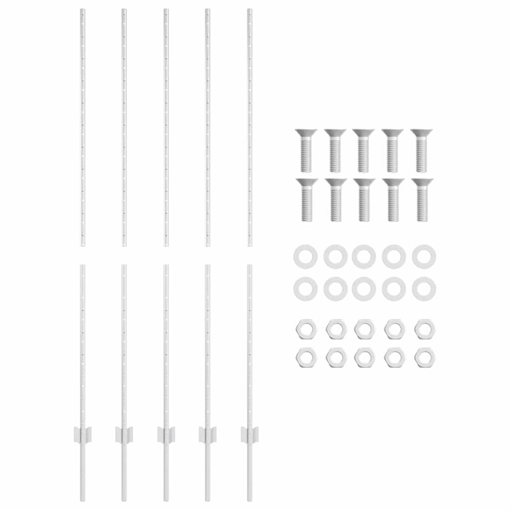 Tvorelės stulpas 5 pcs Sidabro 160 cm Plienas