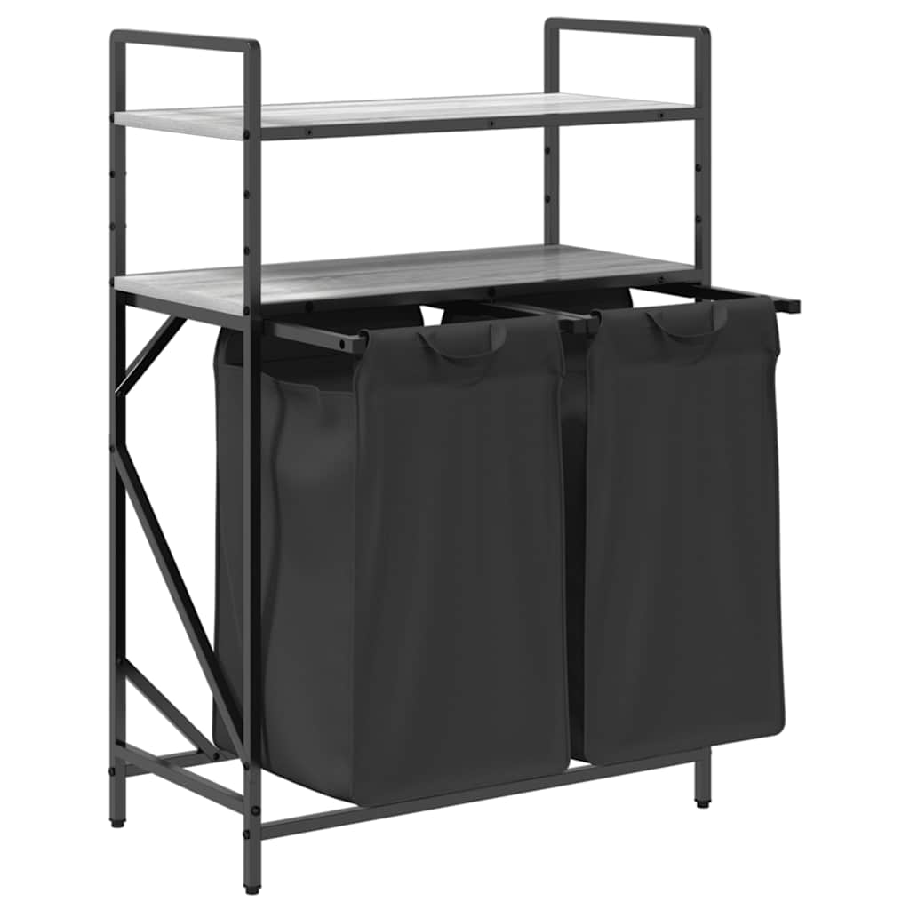 Skalbinių krepšys, 2 skyriai su lentynomis, pilkas, Sonoma spalvos