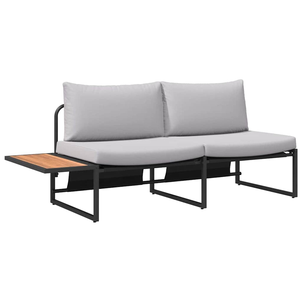 2-seater garden sofa with light grey cushions