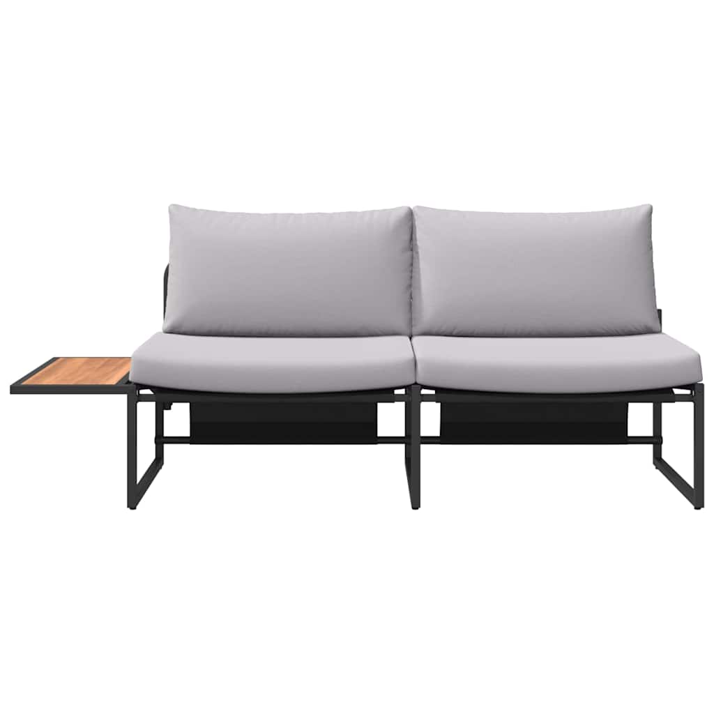 2-seater garden sofa with light grey cushions
