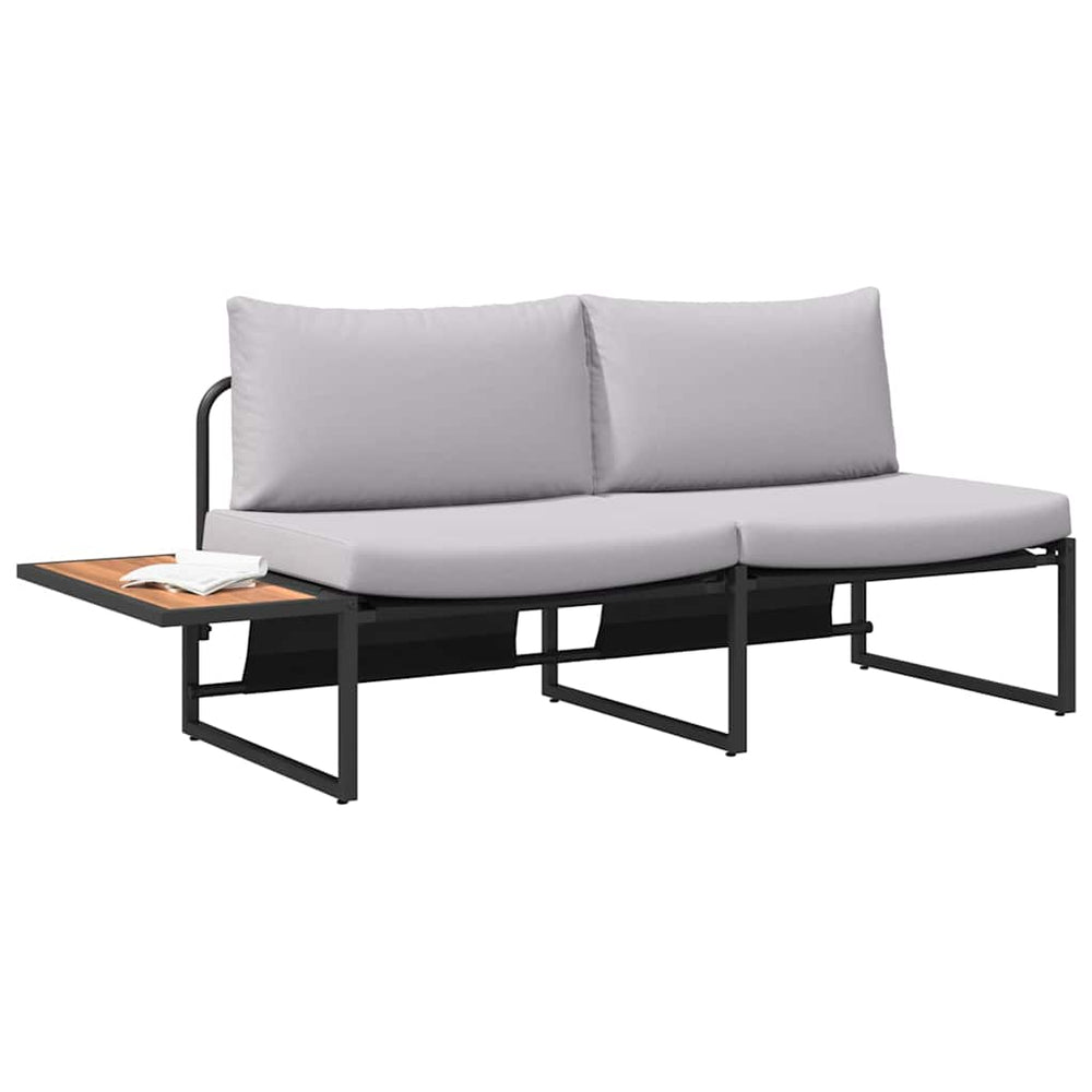 2-seater garden sofa with light grey cushions