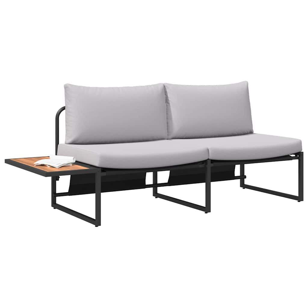2-seater garden sofa with light grey cushions