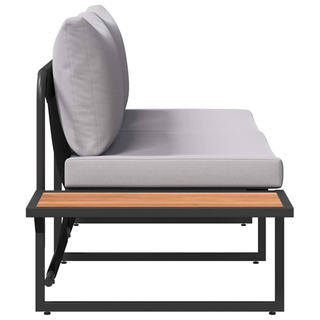 2-seater garden sofa with light grey cushions