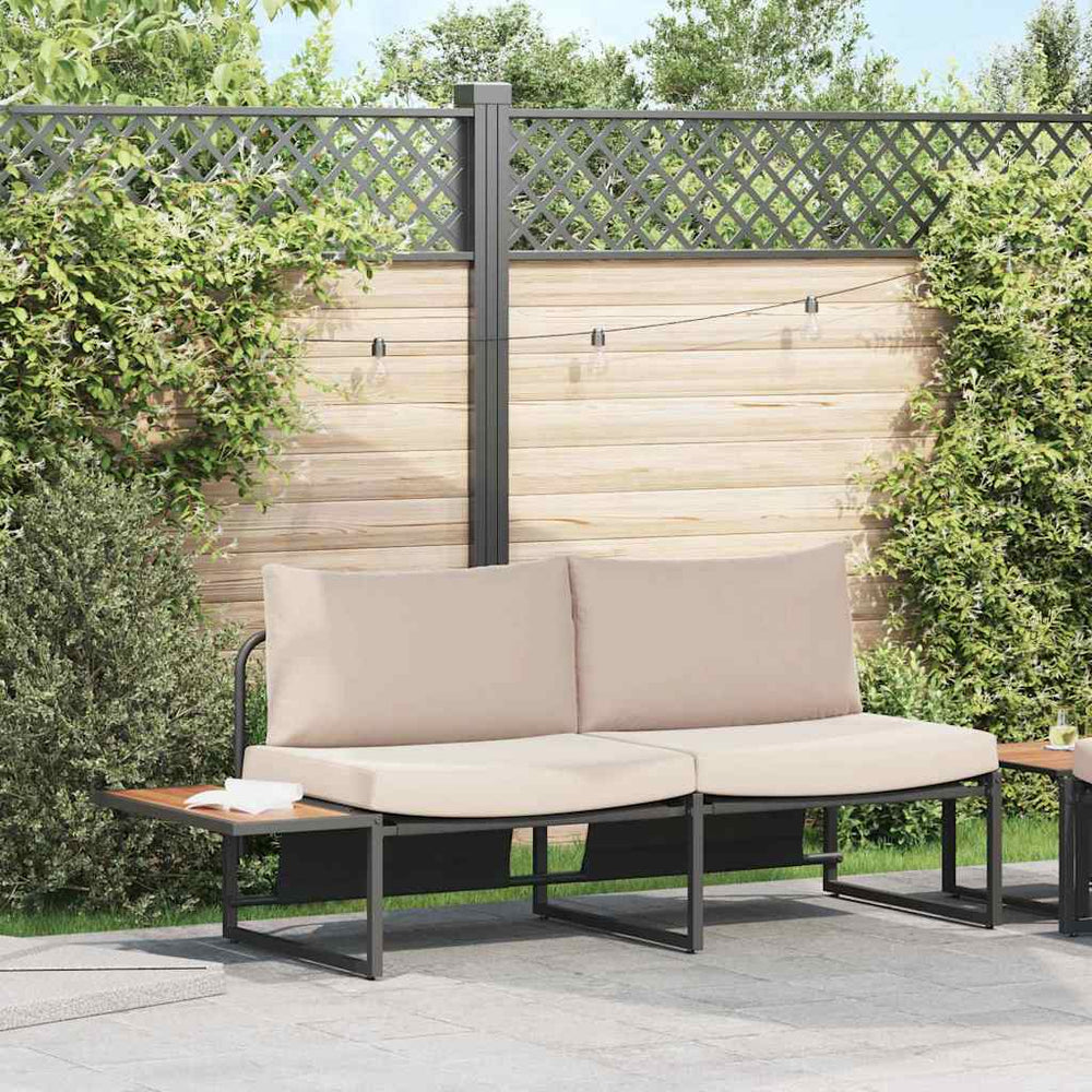 2 vietų sodo sofa su taupe pagalvėlėmis
