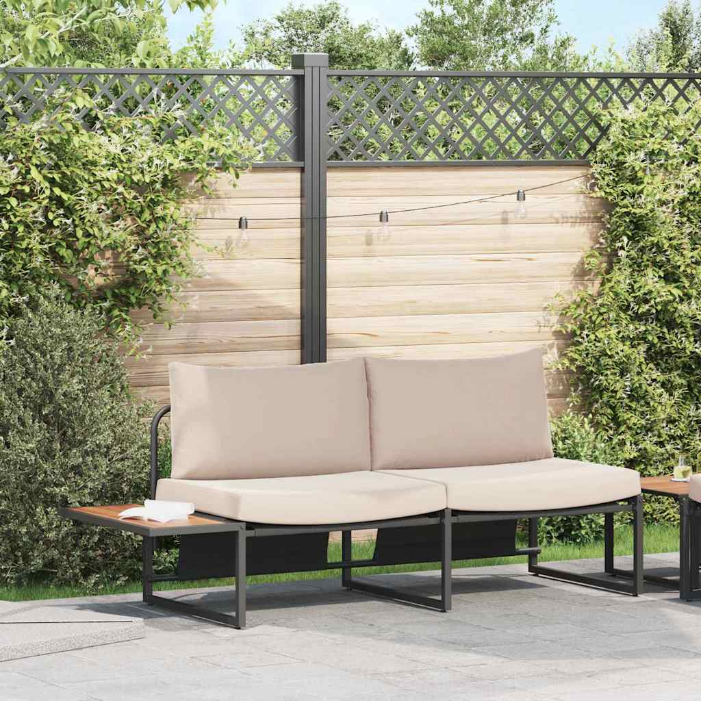 2 vietų sodo sofa su taupe pagalvėlėmis