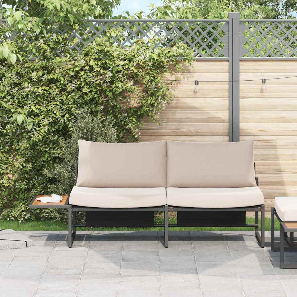 2 vietų sodo sofa su taupe pagalvėlėmis