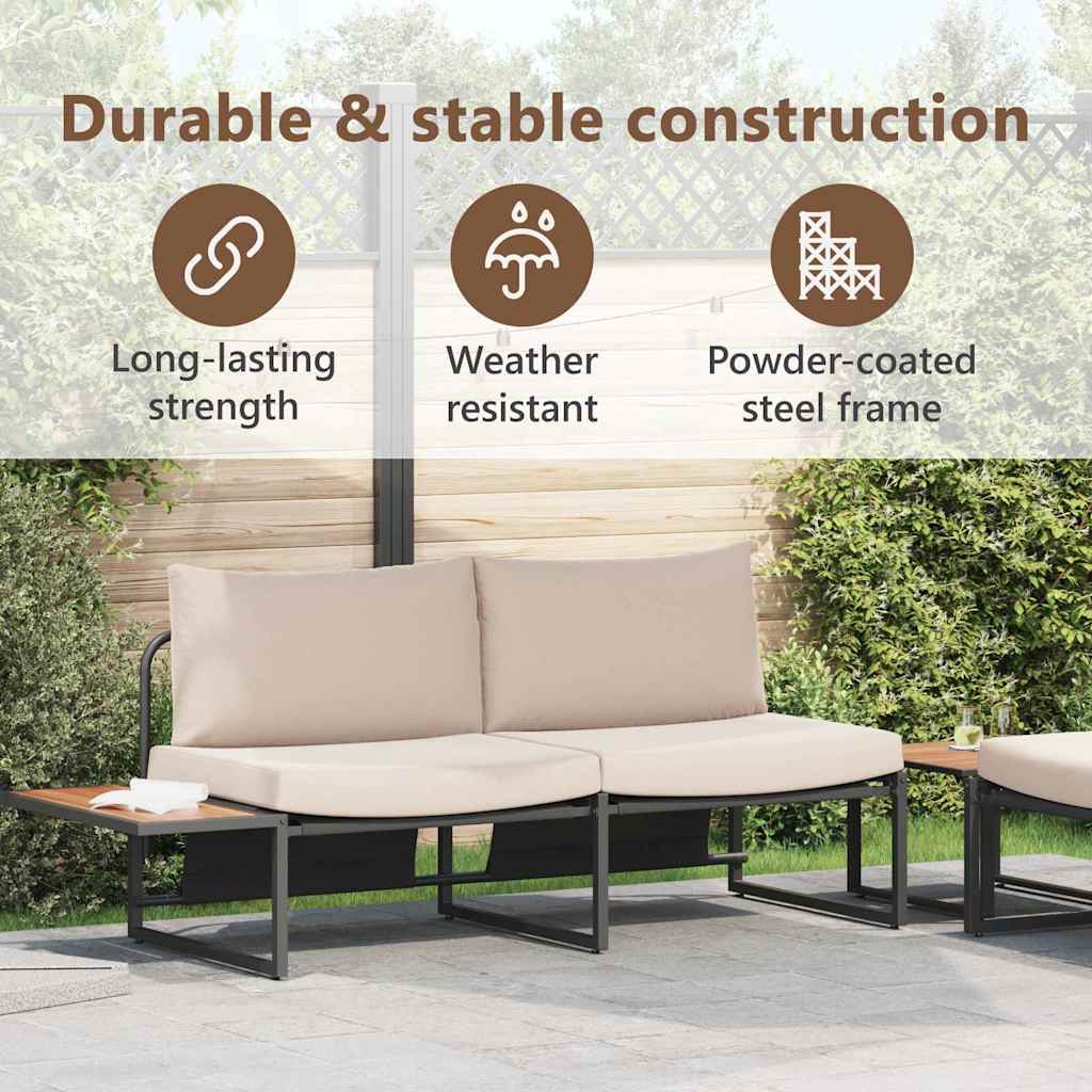 2 vietų sodo sofa su taupe pagalvėlėmis