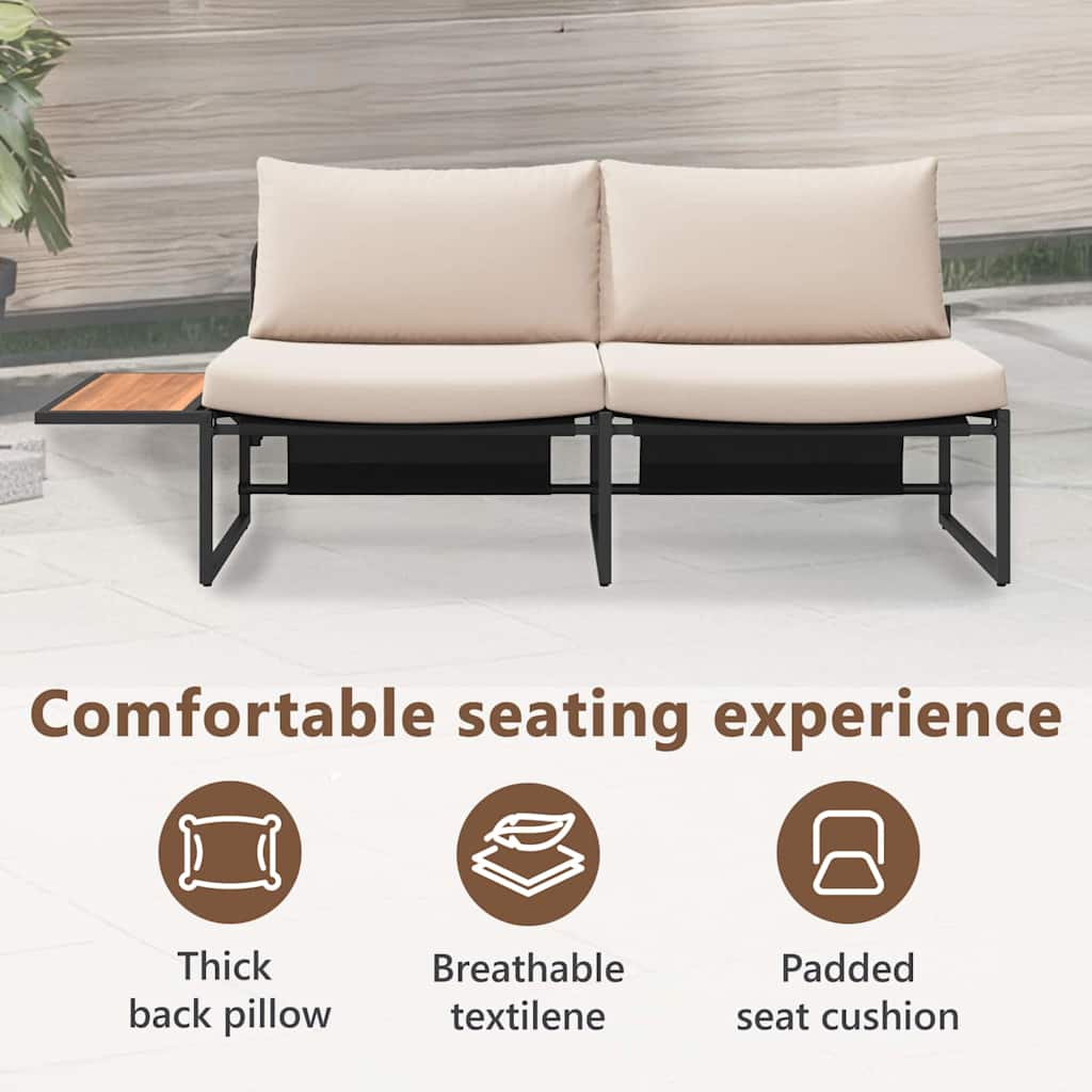 2 vietų sodo sofa su taupe pagalvėlėmis