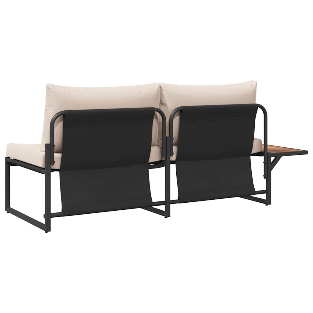 2 vietų sodo sofa su taupe pagalvėlėmis