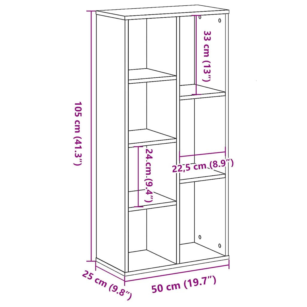 Black oak bookcase 50 x 25 x 105 cm Engineered wood