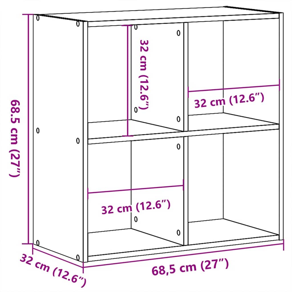 Knygų lentyna juoda ąžuolo 68.5 x 32 x 68.5 cm Apdirbta mediena