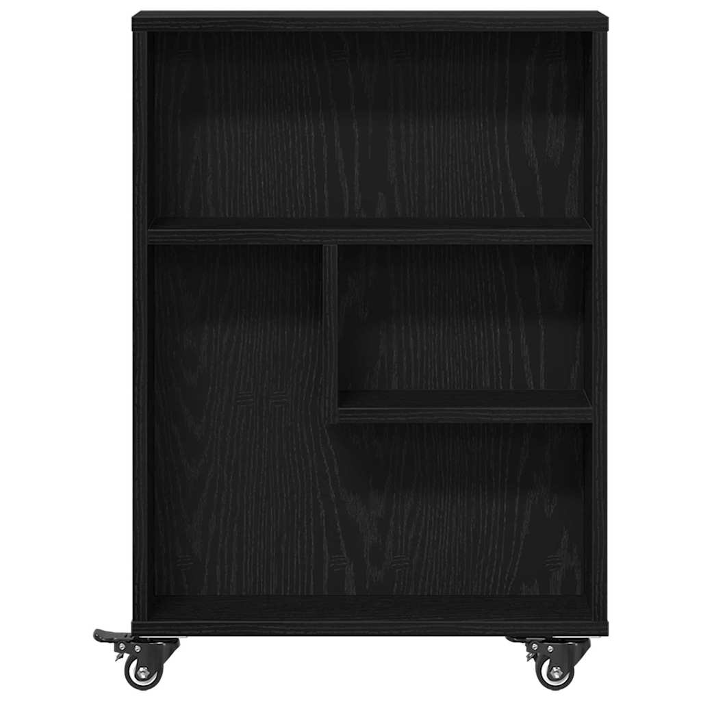 Narrow storage trolley black oak 48 x 13 x 68 cm