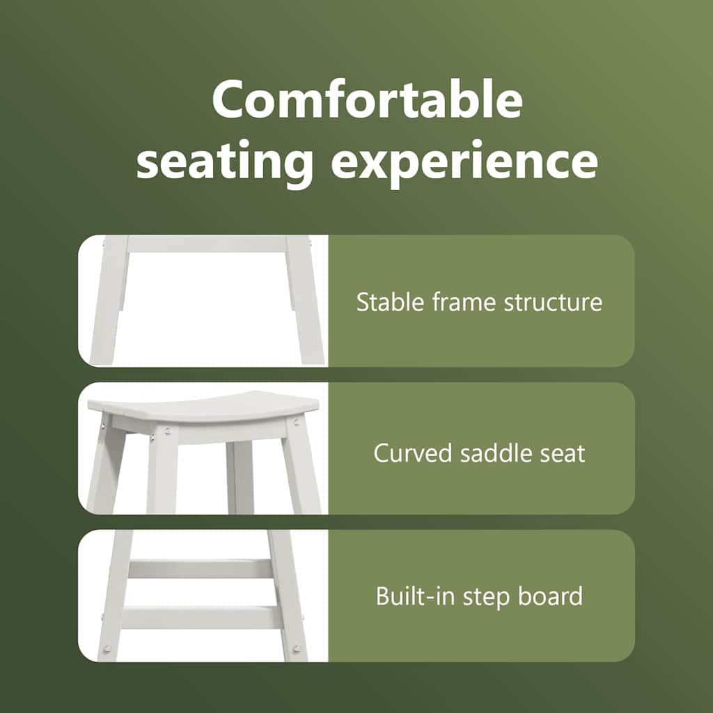 Bar Stool 2 pcs White 52 x 43 x 73.5 cm HDPE