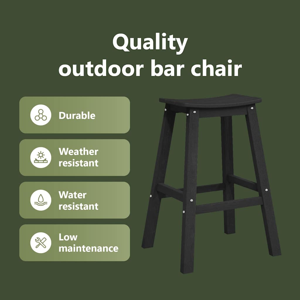 Bar Stool 2 pcs Black 52 x 43 x 73.5 cm HDPE