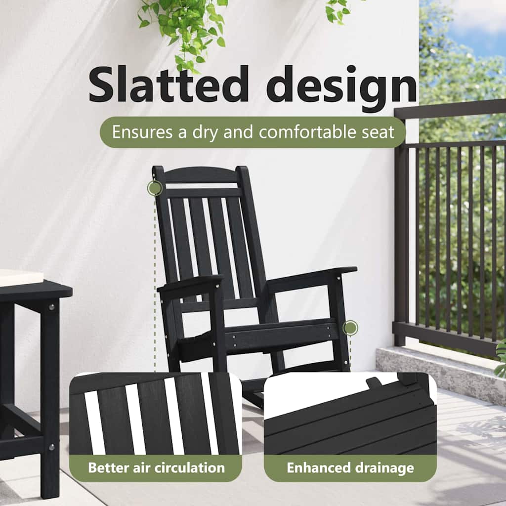 Sodo supamoji kėdė Juoda 92 x 70 x 108cm HDPE