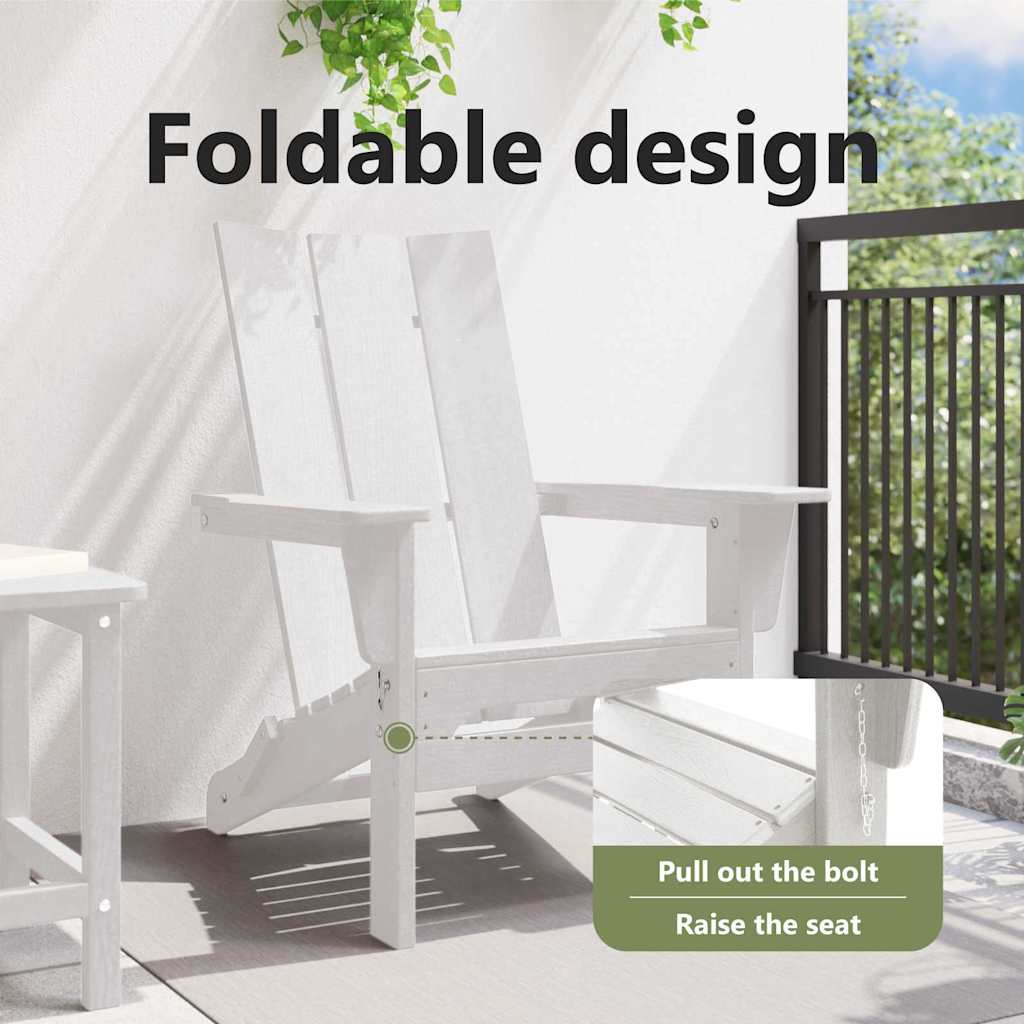 Sulankstoma Adirondack kėdė Balta 74.5 x 80.5 x 90cm HDPE