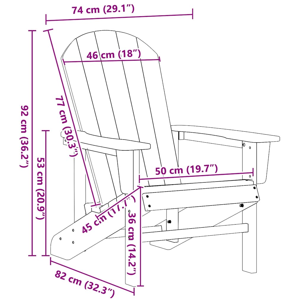 Adirondack kėdė Šviesiai pilka 82 x 74 x 92 cm HDPE