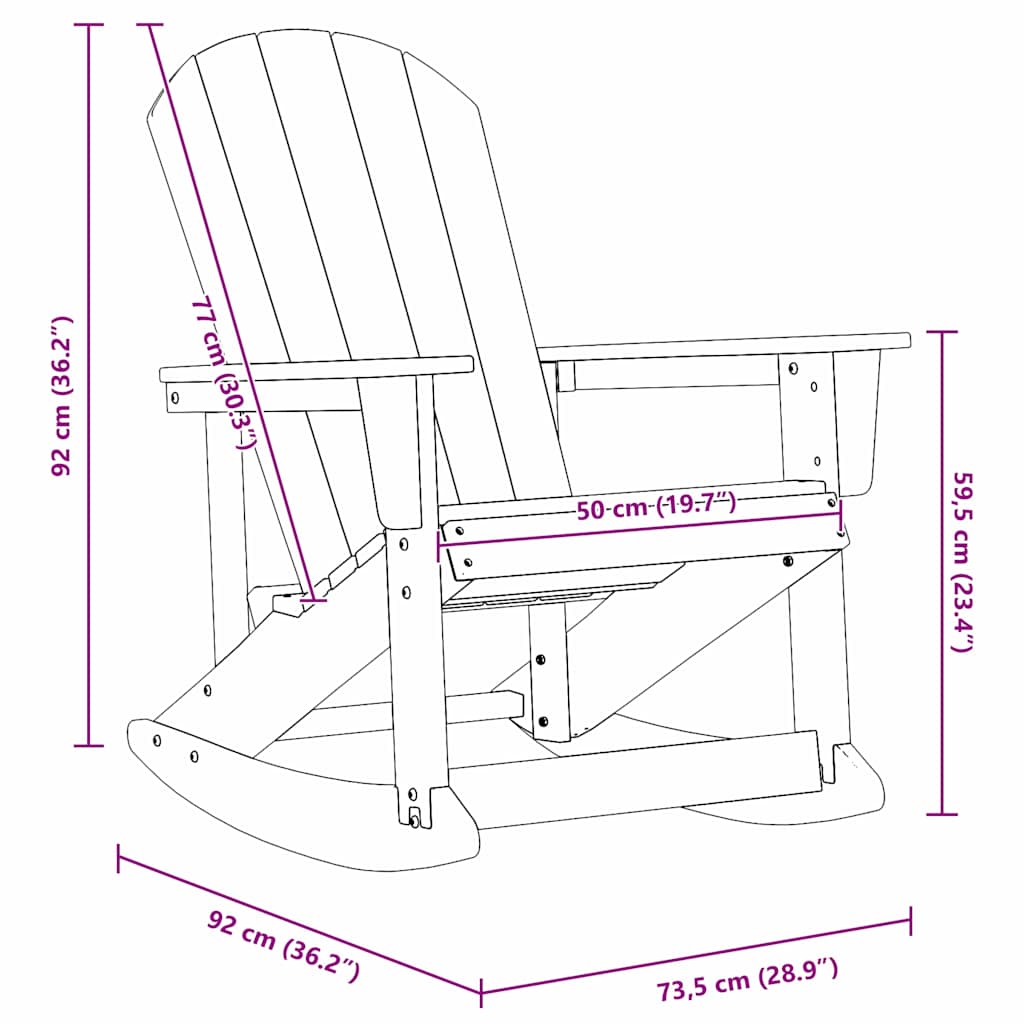 Adirondack supama kėdė Jūrinė mėlyna 92 x 73,5 x 92 cm HDPE
