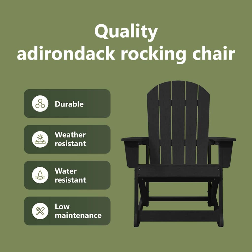 Adirondack šūpuļkrēsls Melns 92 x 73,5 x 92 cm HDPE