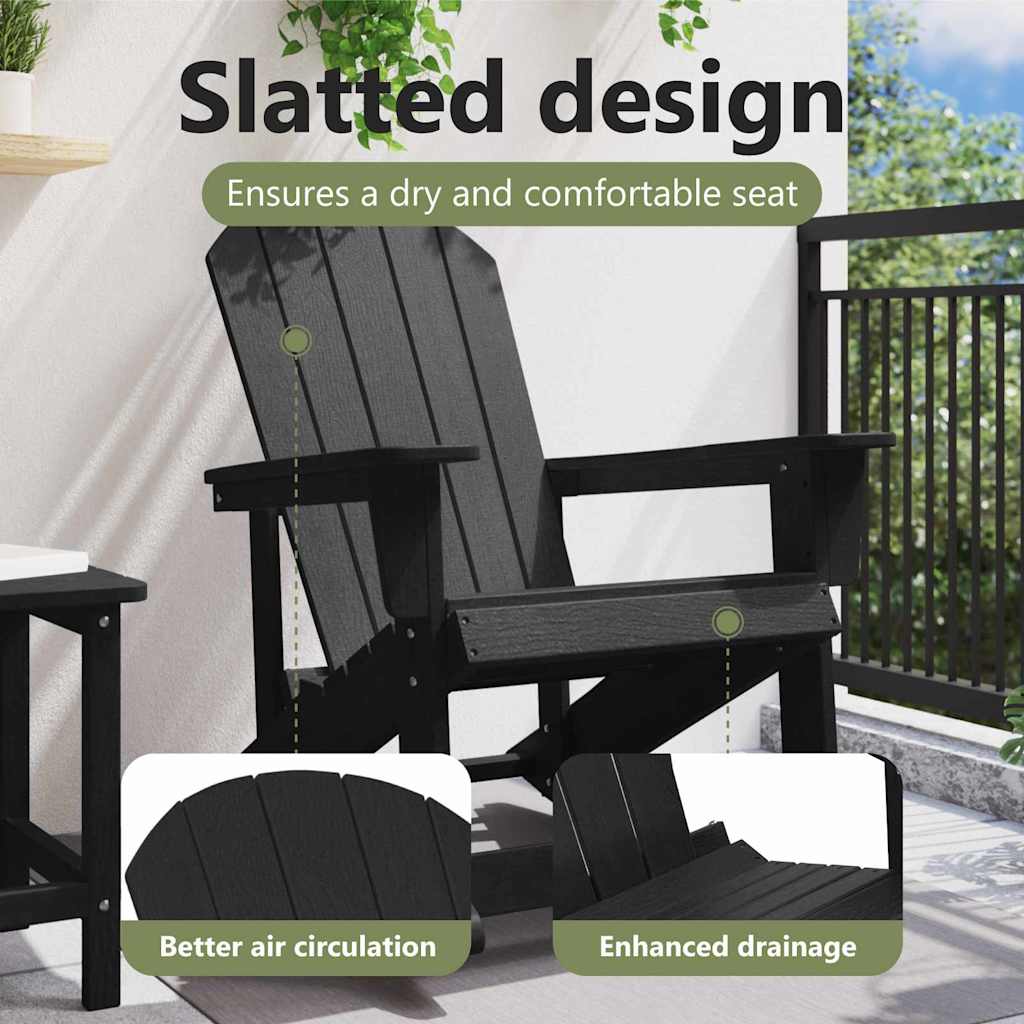 Adirondack šūpuļkrēsls Melns 92 x 73,5 x 92 cm HDPE