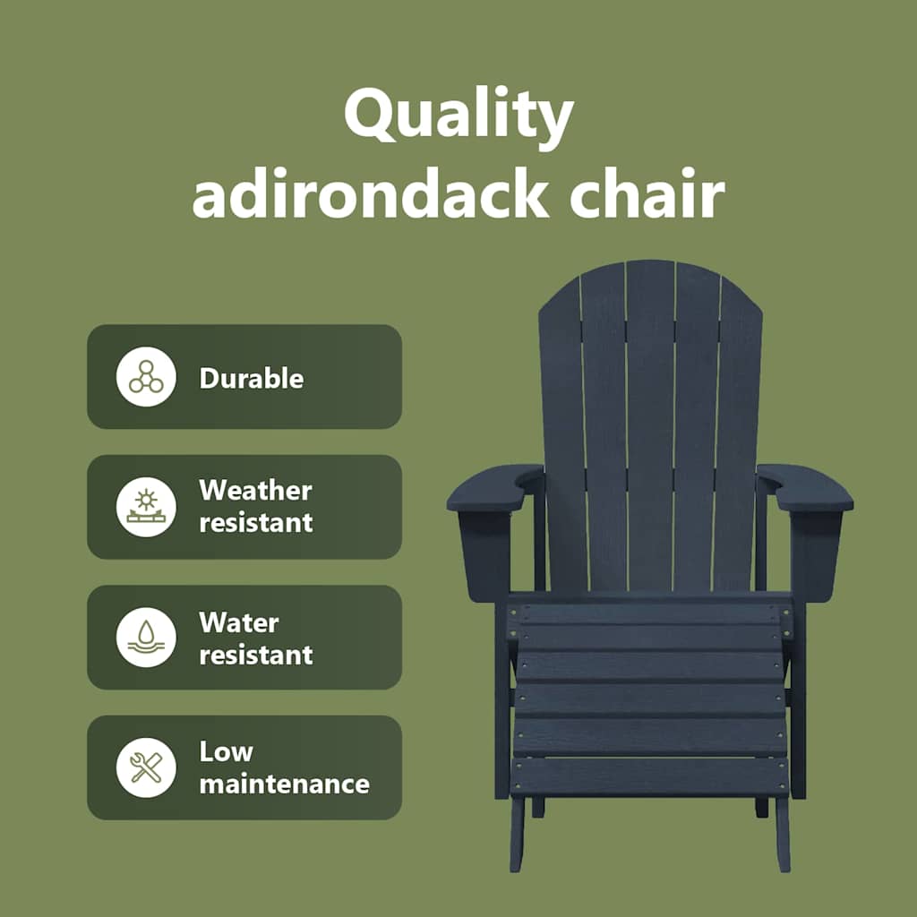 Adirondack kėdė Jūrinė mėlyna 82 x 74 x 92 cm HDPE
